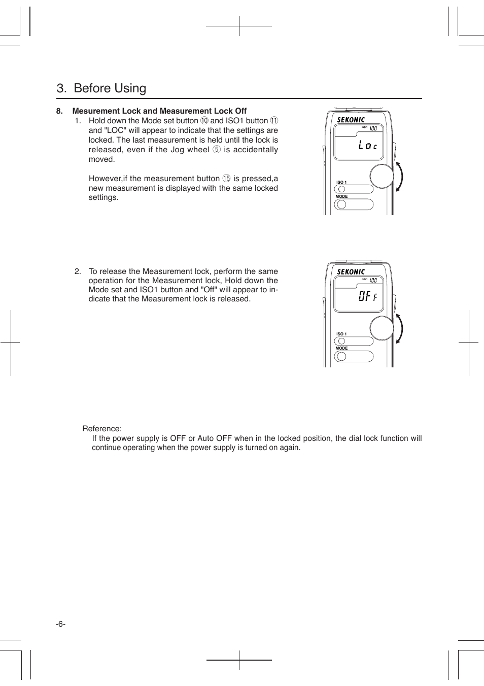 Before using | Sekonic L-358 User Manual | Page 10 / 52