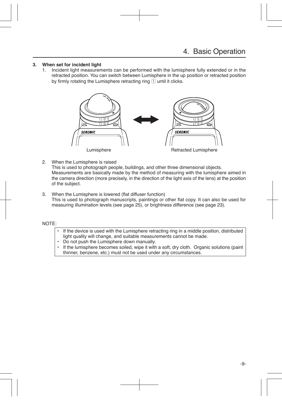 Basic operation | Sekonic L-358 User Manual | Page 13 / 52