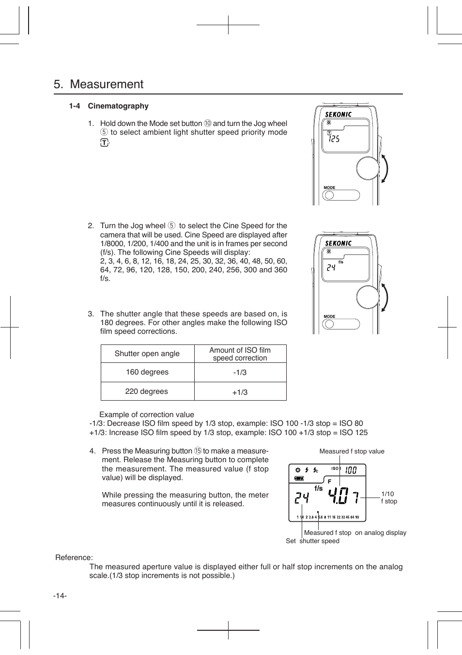 Measurement | Sekonic L-358 User Manual | Page 18 / 52