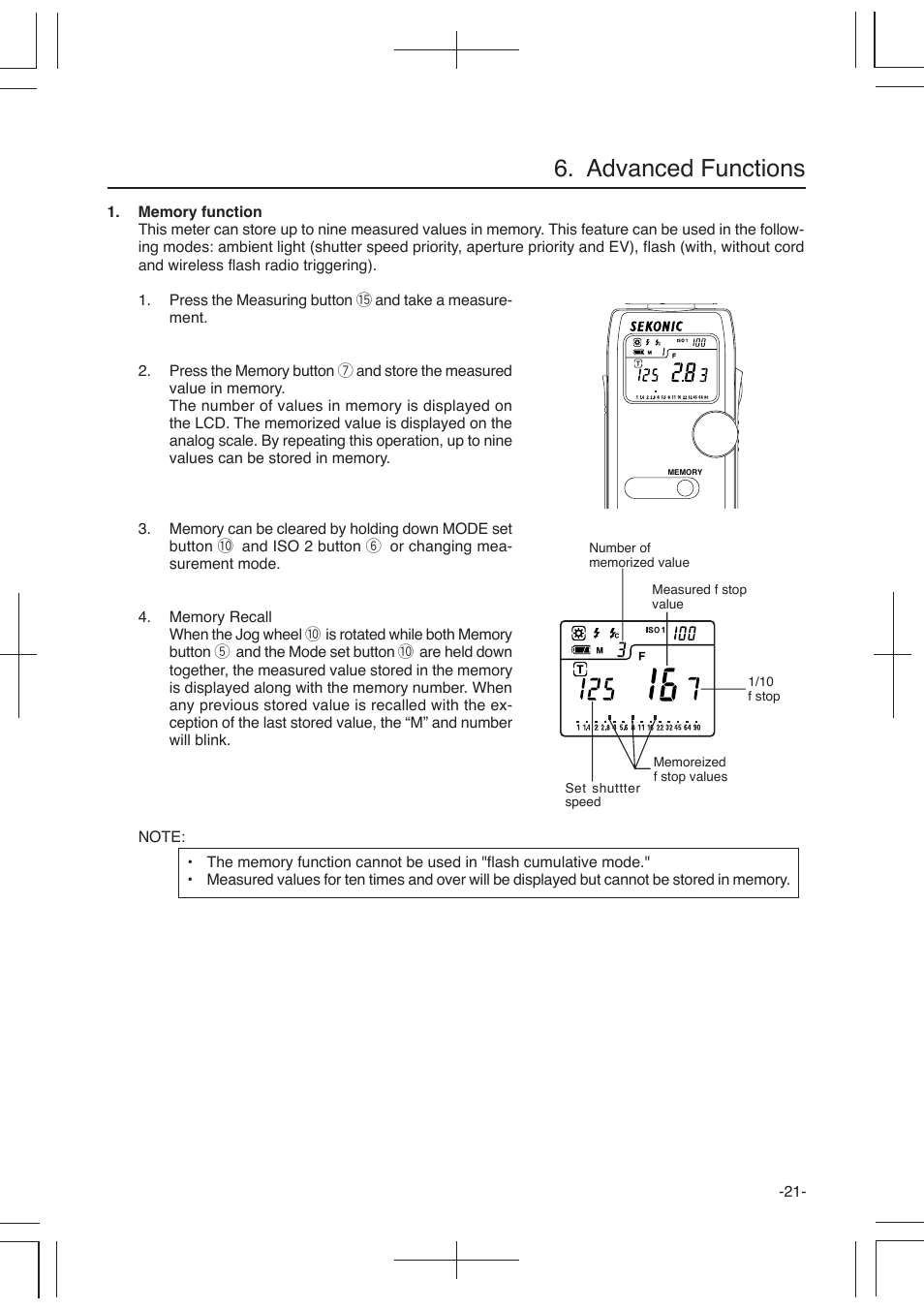 Advanced functions | Sekonic L-358 User Manual | Page 25 / 52