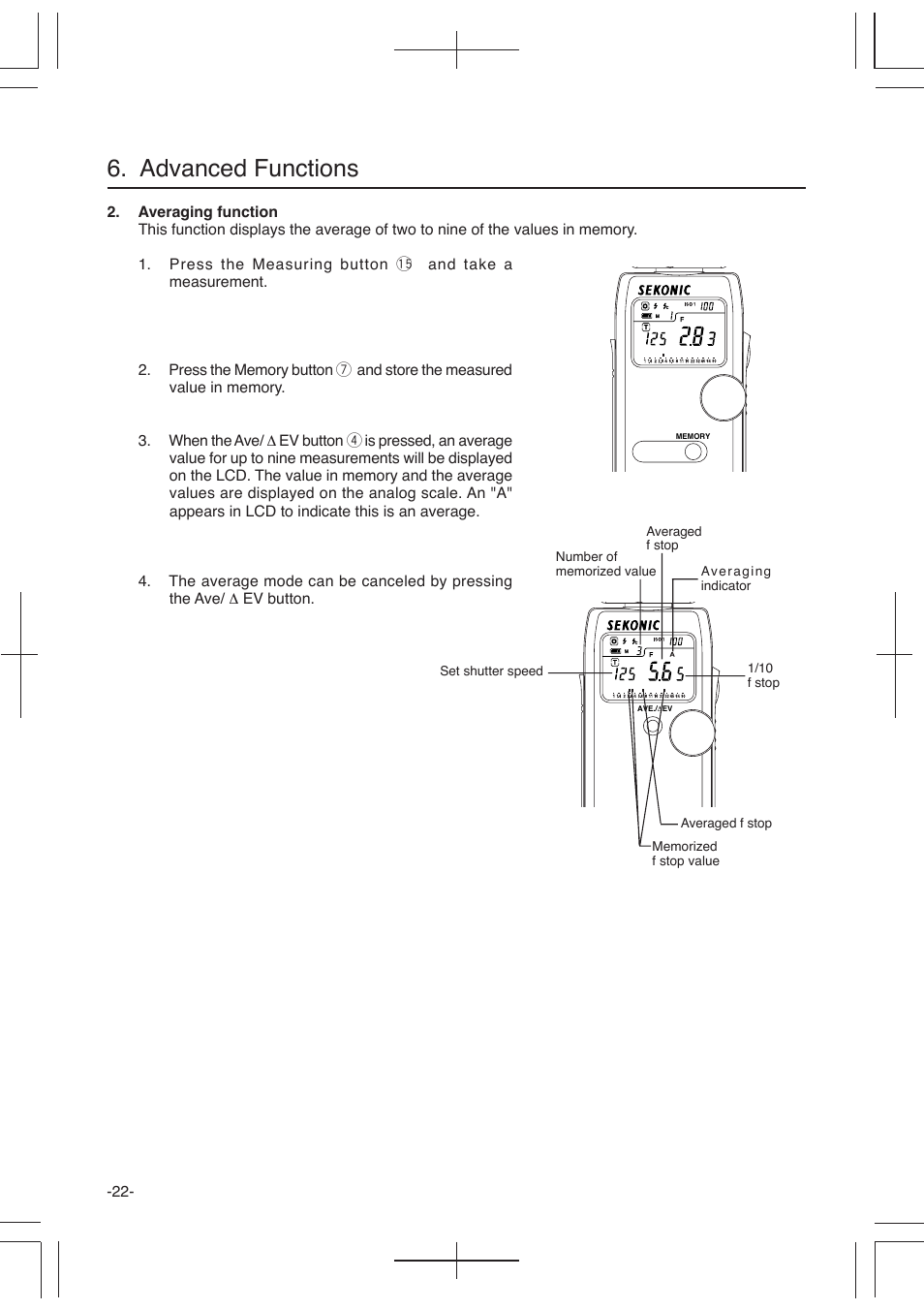 Advanced functions | Sekonic L-358 User Manual | Page 26 / 52