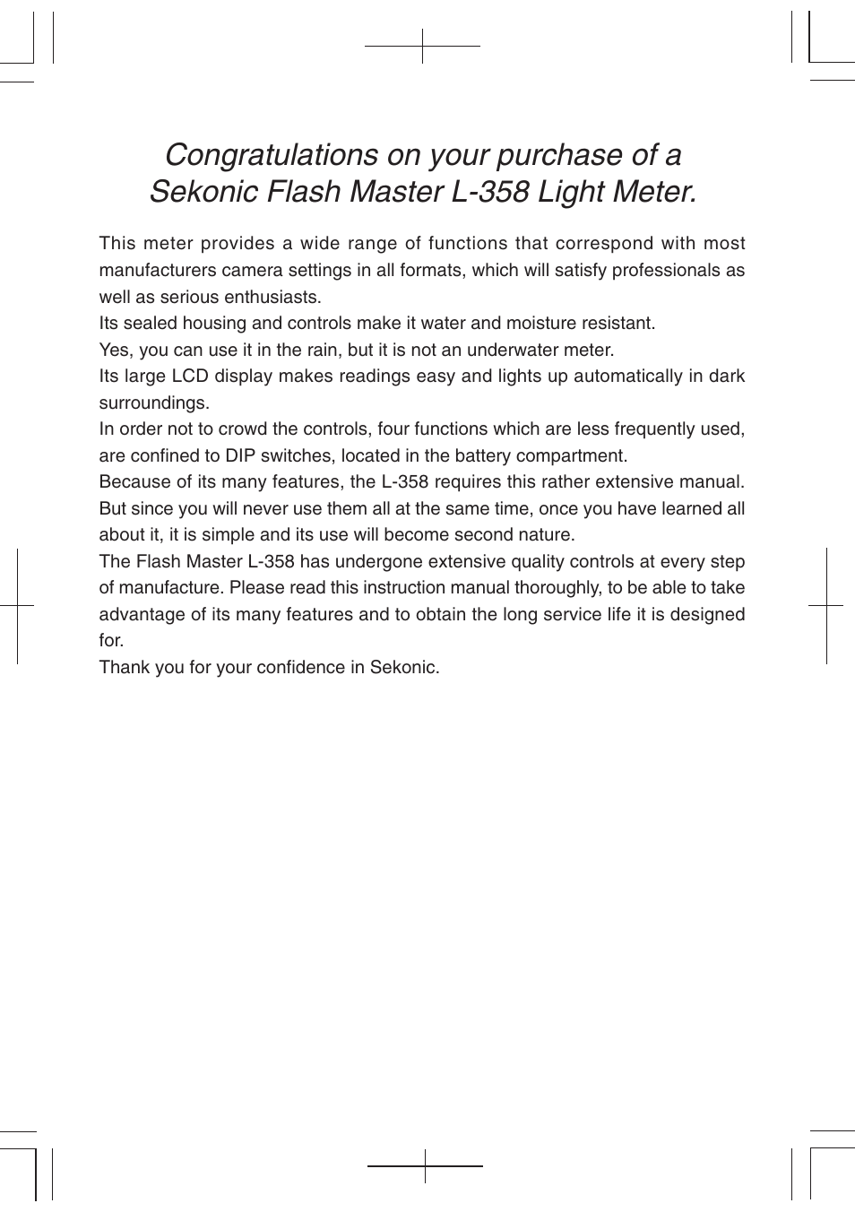 Sekonic L-358 User Manual | Page 3 / 52