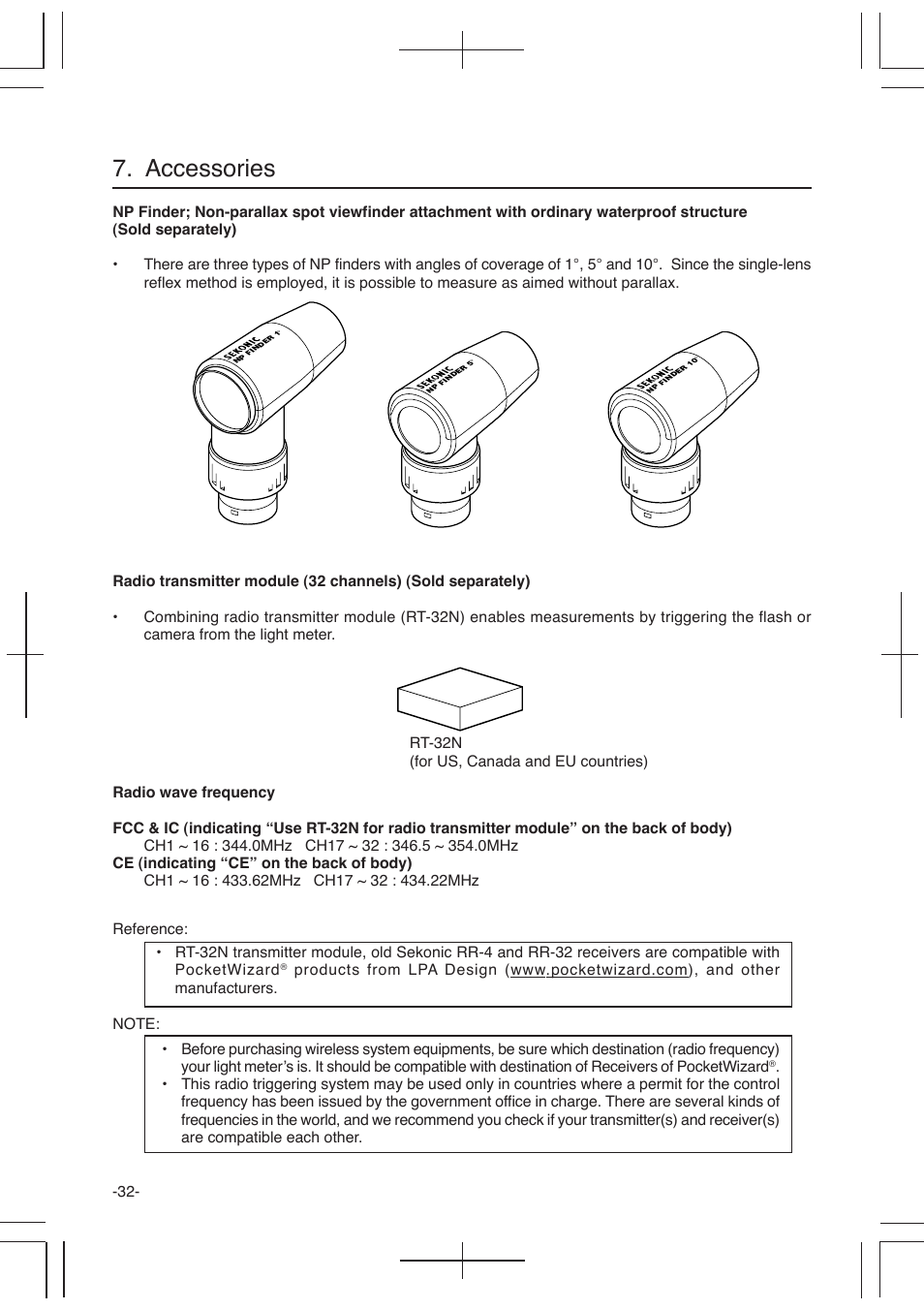 Accessories | Sekonic L-358 User Manual | Page 36 / 52