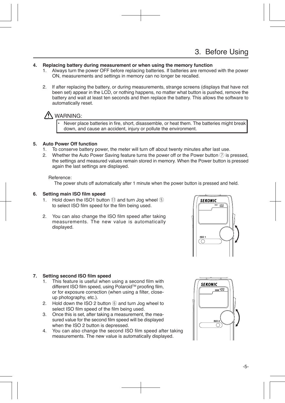 Before using | Sekonic L-358 User Manual | Page 9 / 52
