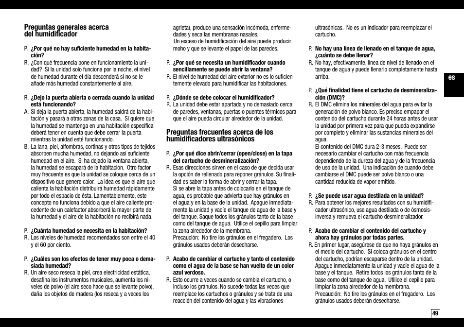 Es preguntas generales acerca del humidificador | Air-O-Swiss AOS 7135 User Manual | Page 49 / 52