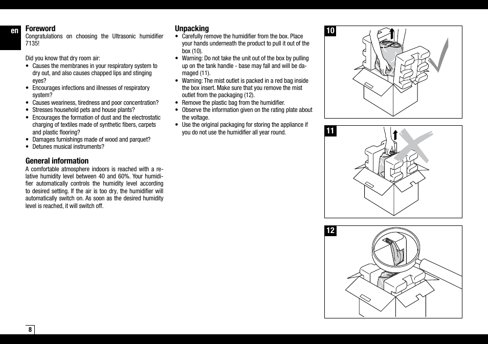 Air-O-Swiss AOS 7135 User Manual | Page 8 / 52