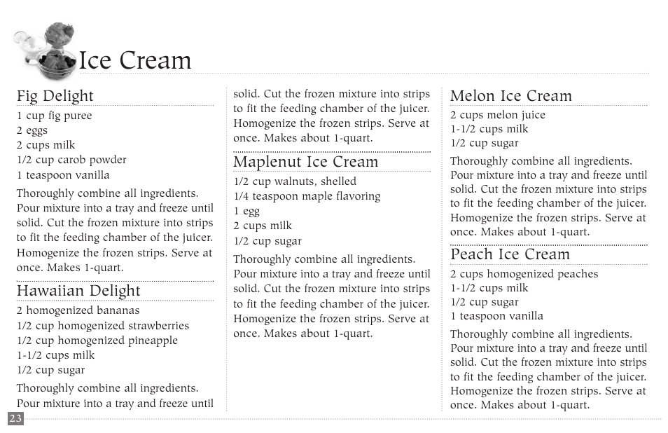 Ice cream | Champion juicer G5-NG-853-S User Manual | Page 24 / 53