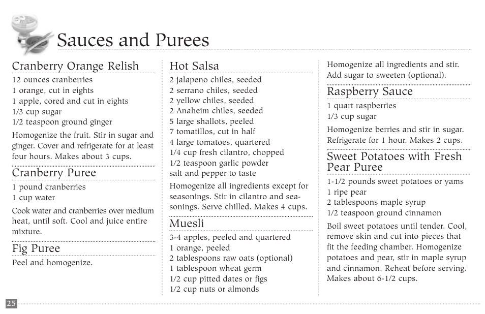 Sauces and purees | Champion juicer G5-NG-853-S User Manual | Page 26 / 53