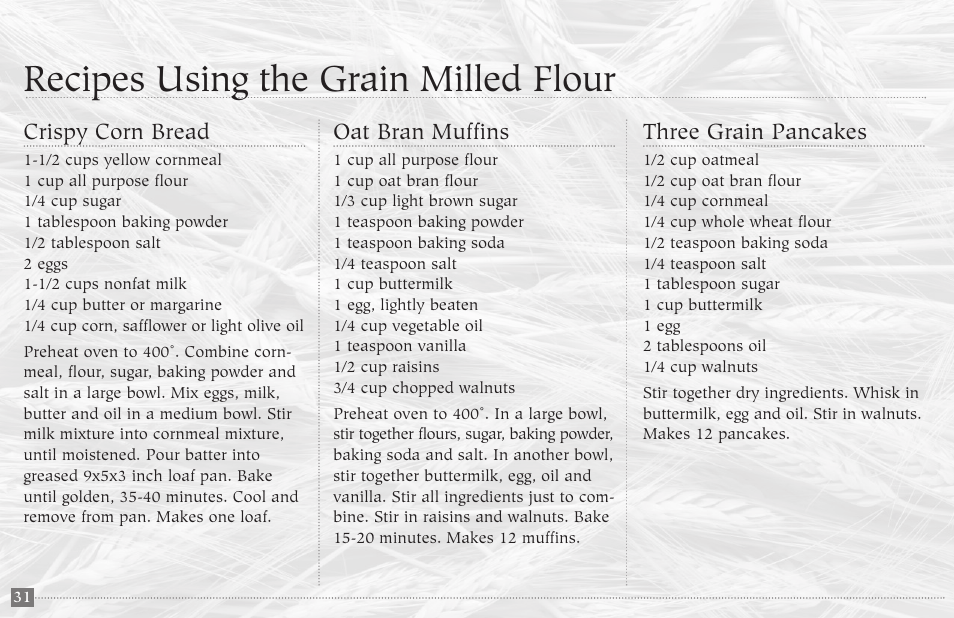 Recipes using the grain milled flour | Champion juicer G5-NG-853-S User Manual | Page 32 / 53