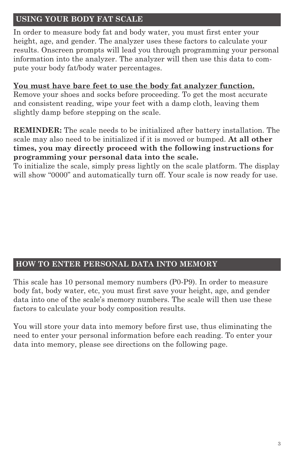 Taylor Body Fat Analyzer and Scale 5757 User Manual | Page 3 / 12