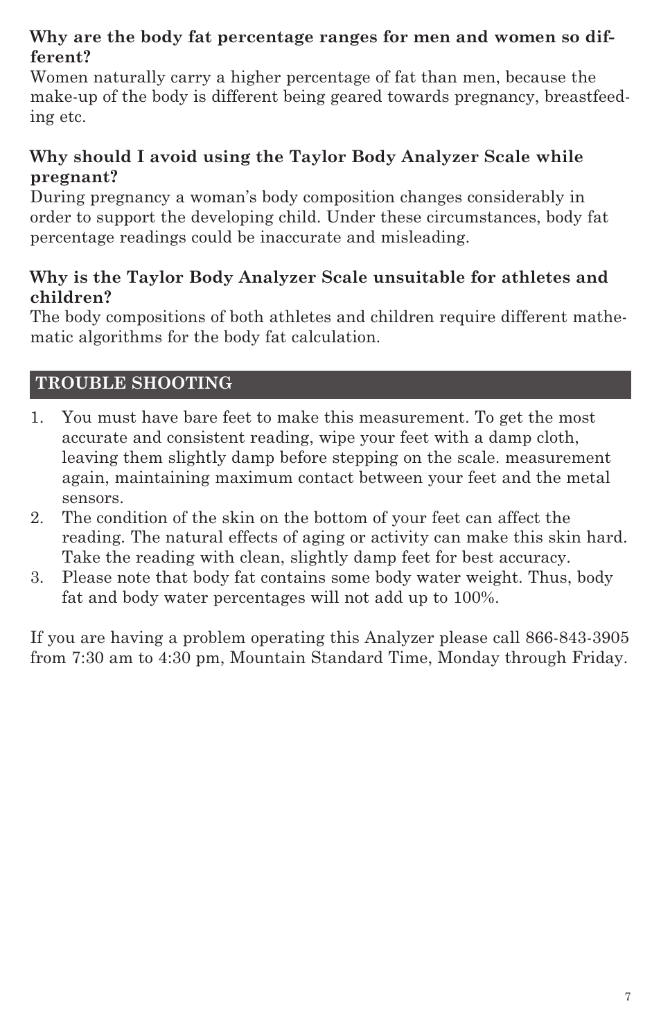 Taylor Body Fat Analyzer and Scale 5757 User Manual | Page 7 / 12
