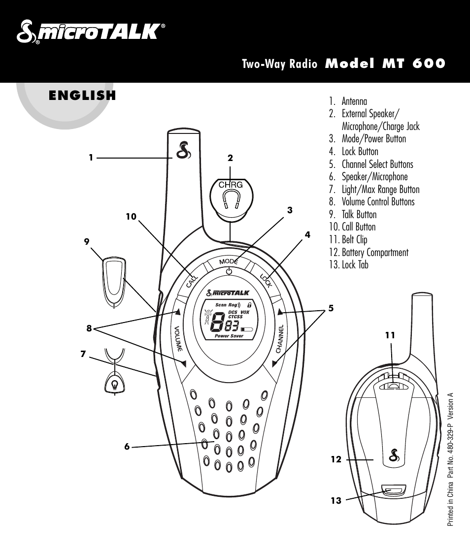 Cobra Electronics microTALK 600 User Manual | 12 pages