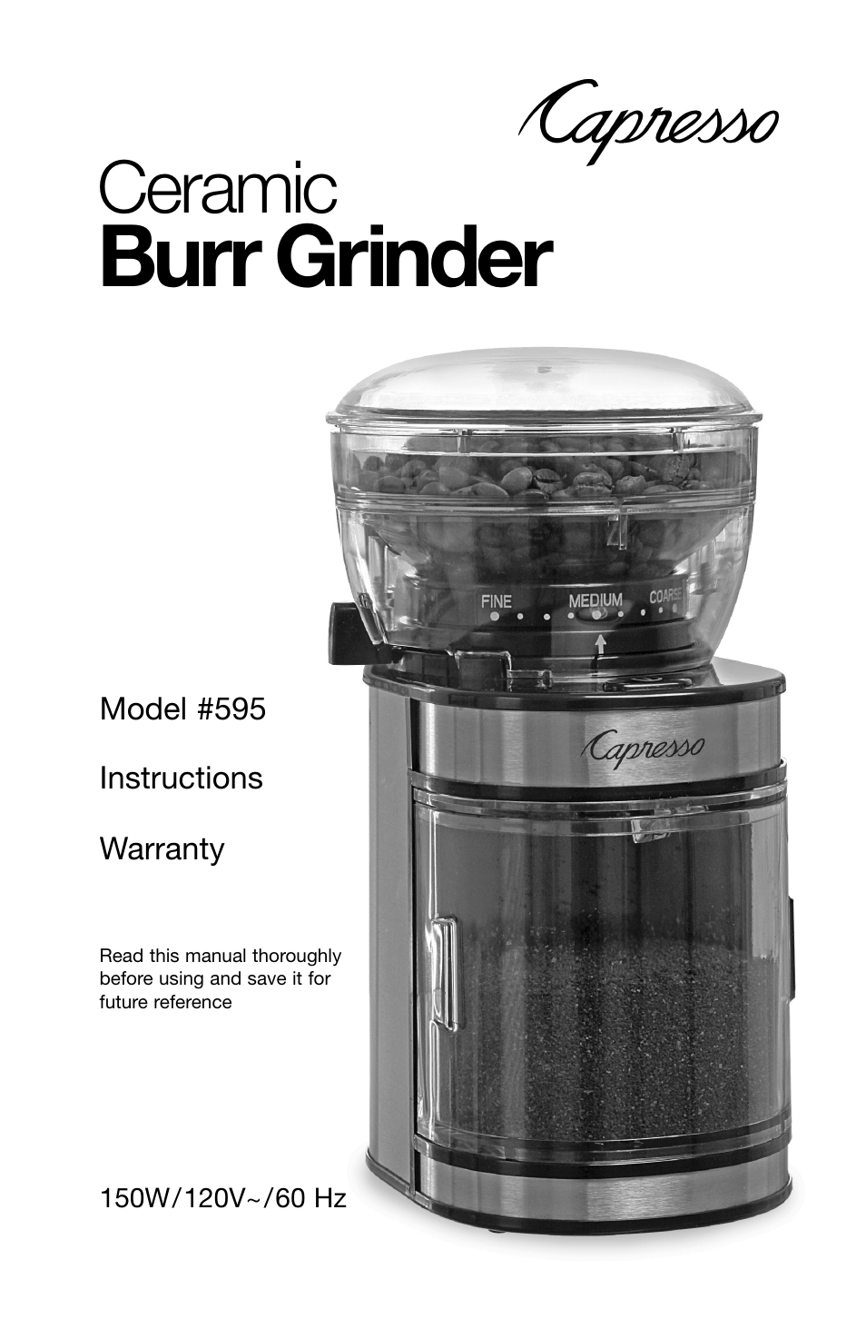 Capresso Ceramic Burr Grinder 595 User Manual | 7 pages