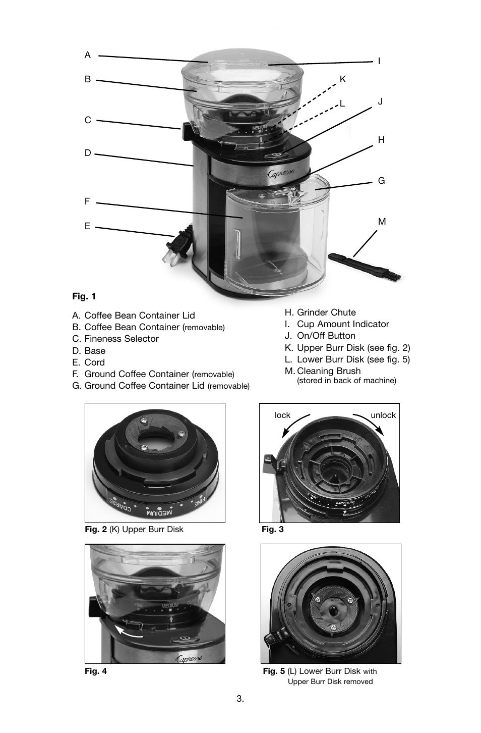 Capresso Ceramic Burr Grinder 595 User Manual | Page 3 / 7