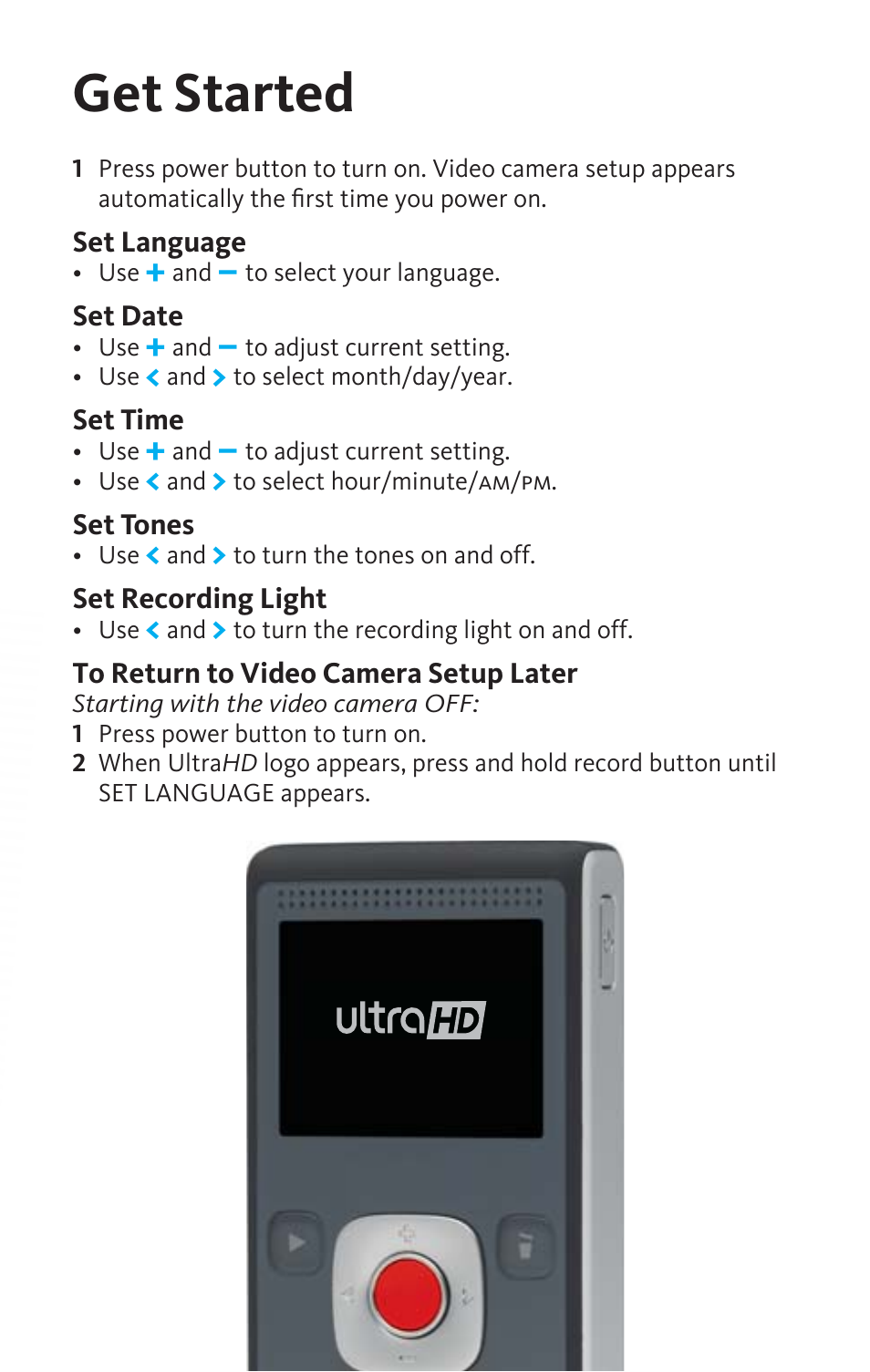 Get started | Flip Video UltraHD camera User Manual | Page 3 / 9