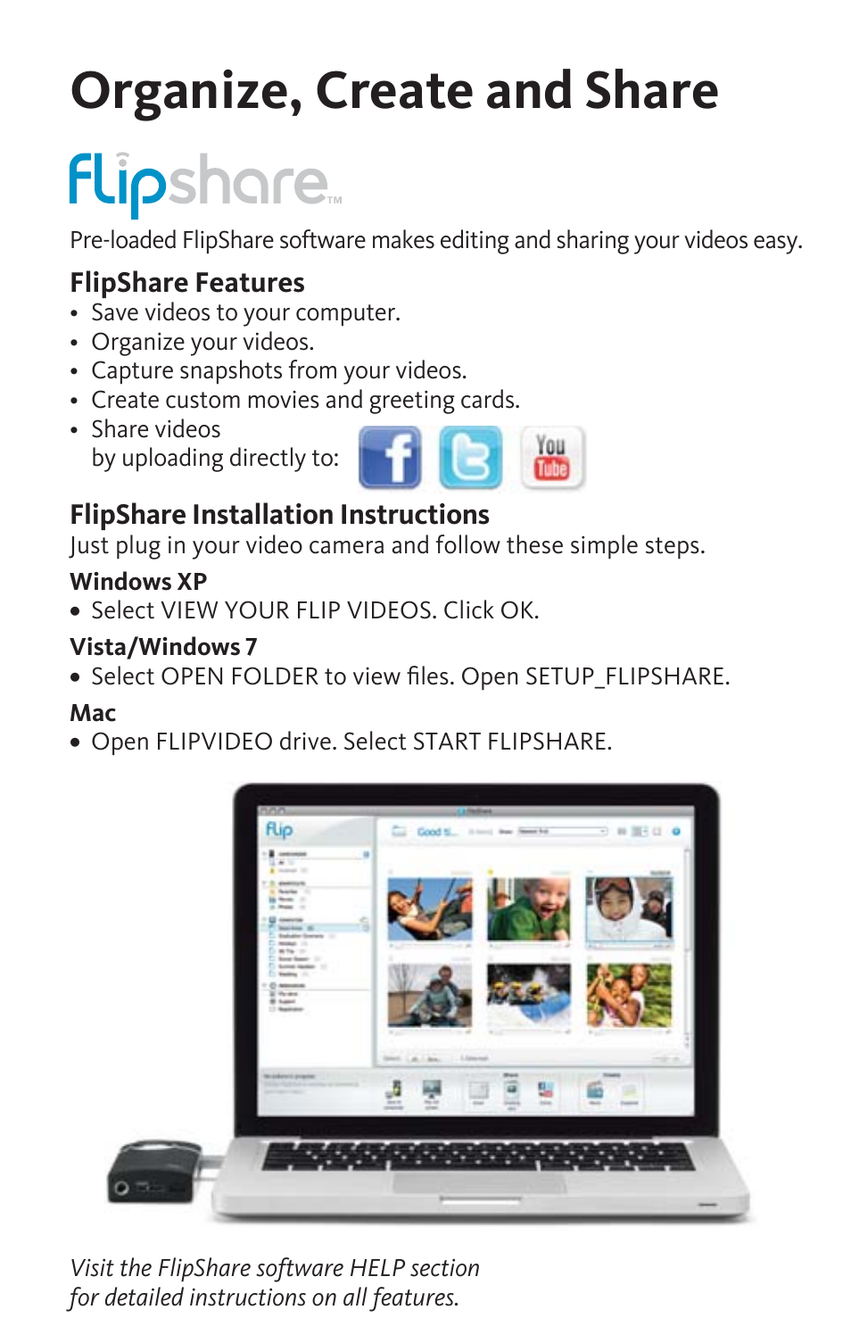 Organize, create and share | Flip Video UltraHD camera User Manual | Page 6 / 9