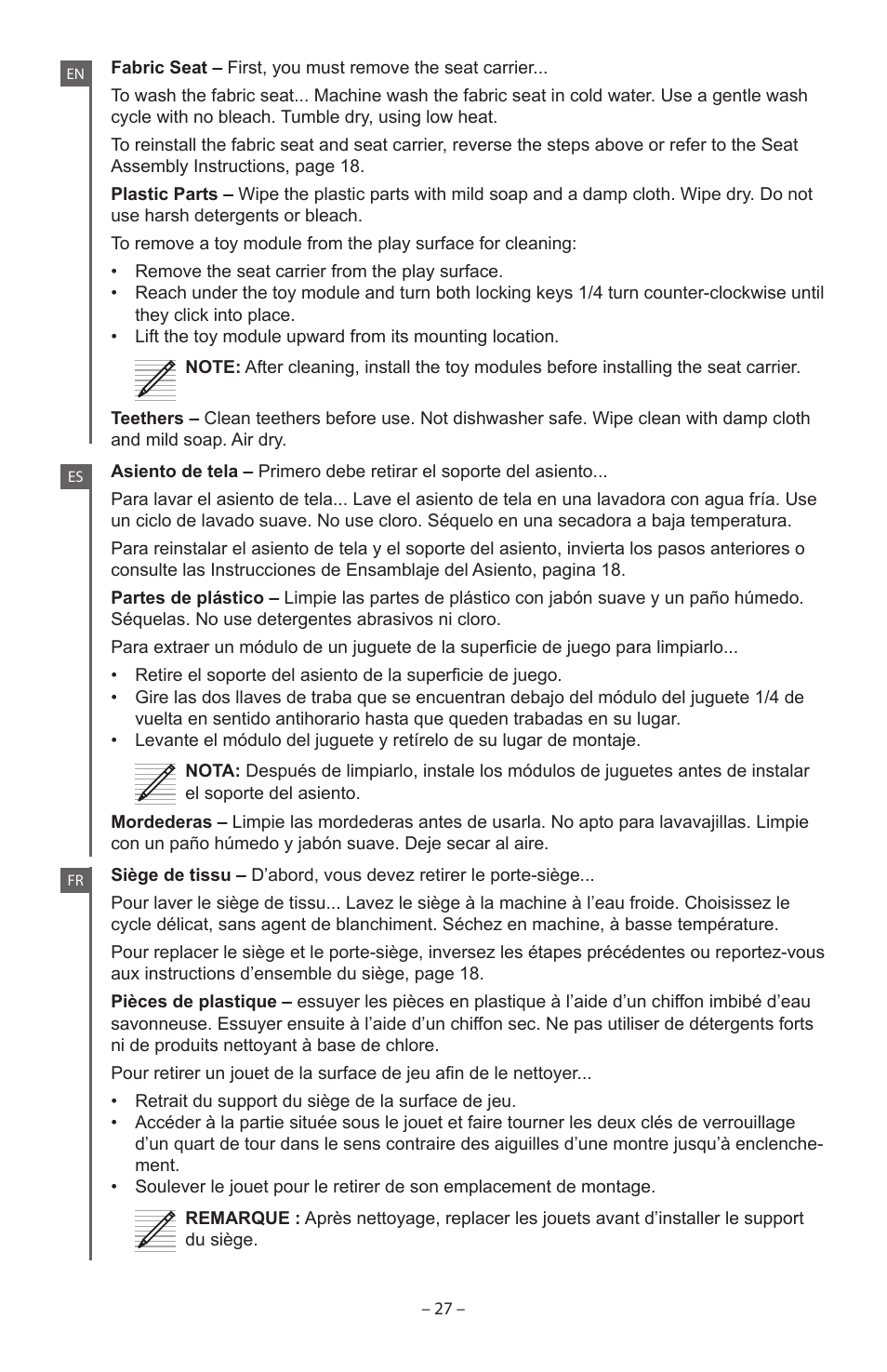 Baby Einstein 90564 User Manual | Page 27 / 32