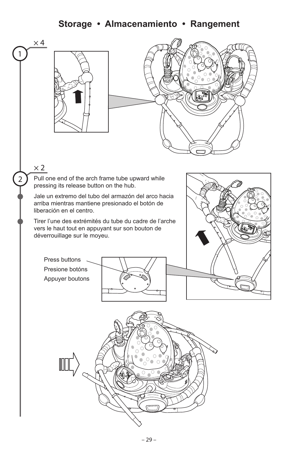 Storage • almacenamiento • rangement, Ч 2 2 ч 4 1 | Baby Einstein 90564 User Manual | Page 29 / 32