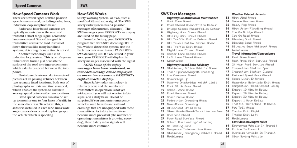 Speed cameras, Sws text messages, How sws works | How speed cameras work | Escort 9500ix User Manual | Page 14 / 18