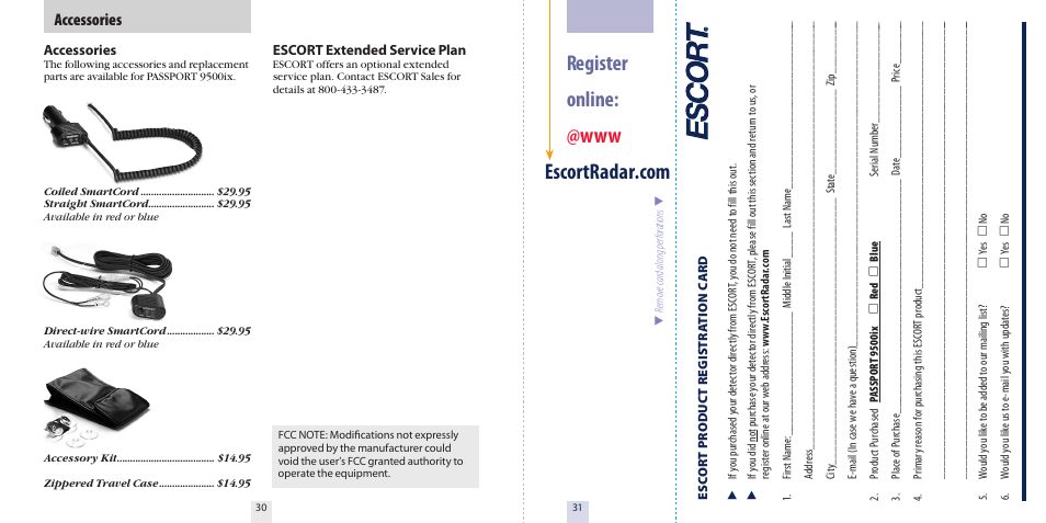 Accessories | Escort 9500ix User Manual | Page 17 / 18