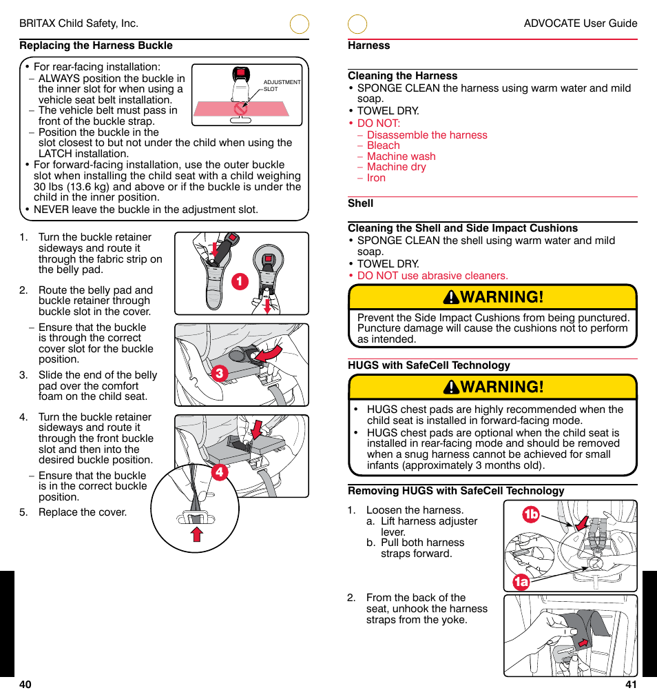 Britax ADVOCATE User Manual | Page 23 / 52