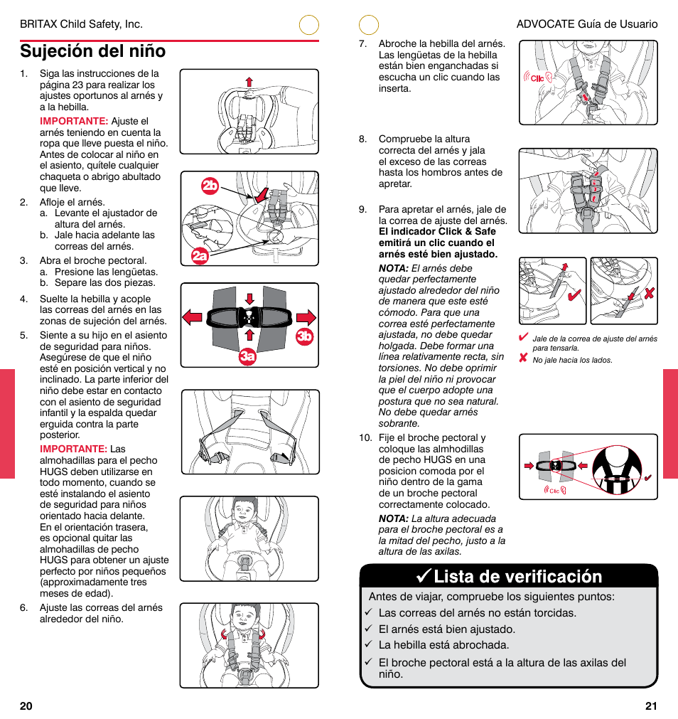 Sujeción del niño, 3a 3b, 2b 2a | Britax ADVOCATE User Manual | Page 37 / 52