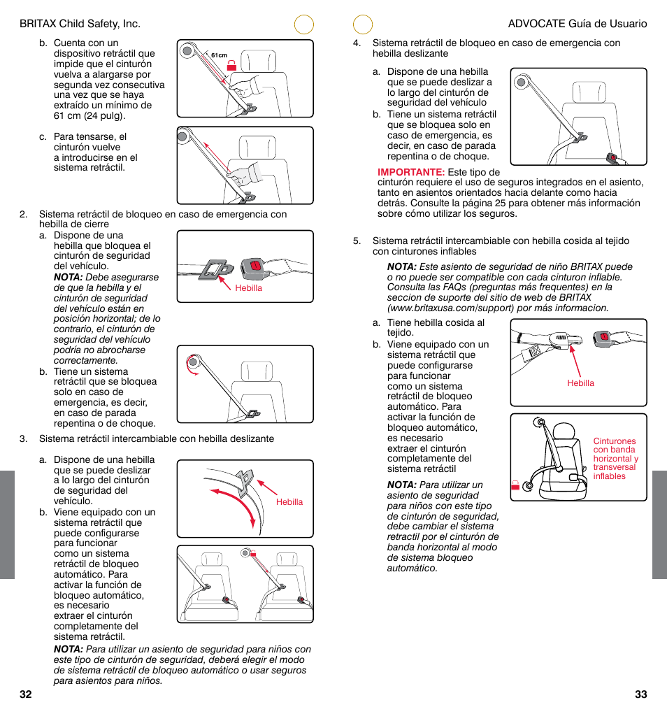 Britax ADVOCATE User Manual | Page 43 / 52