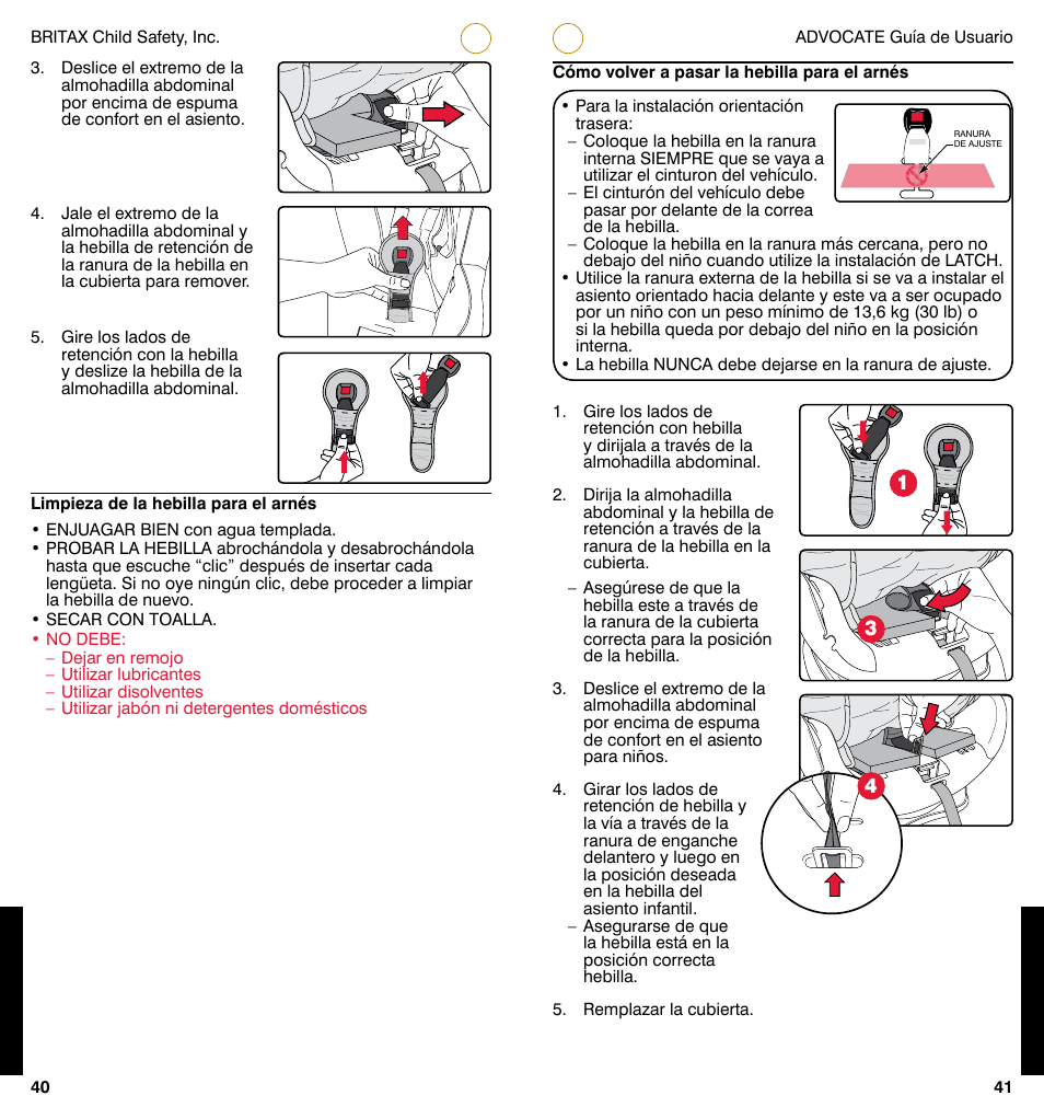 Britax ADVOCATE User Manual | Page 47 / 52