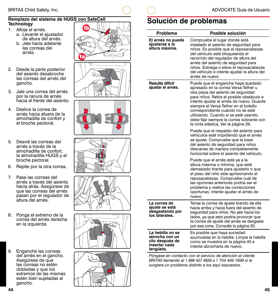 Solución de problemas, 1b 1a | Britax ADVOCATE User Manual | Page 49 / 52