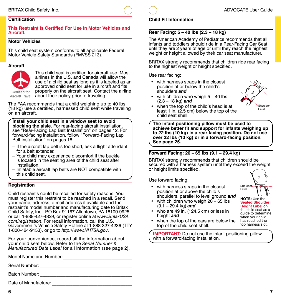 Britax ADVOCATE User Manual | Page 6 / 52