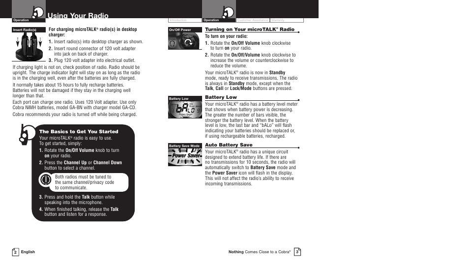 Using your radio | Cobra Electronics PR5000DX User Manual | Page 5 / 19