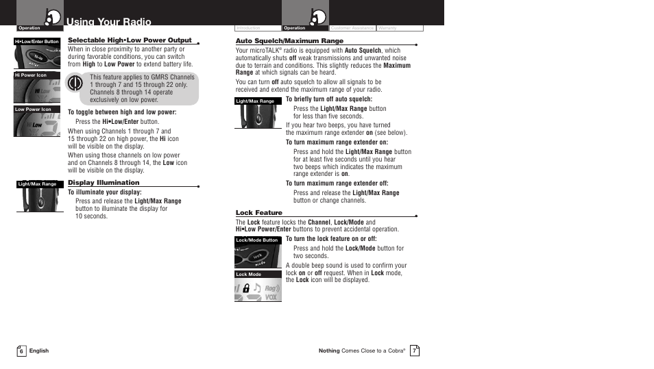 Using your radio | Cobra Electronics PR5000DX User Manual | Page 7 / 19