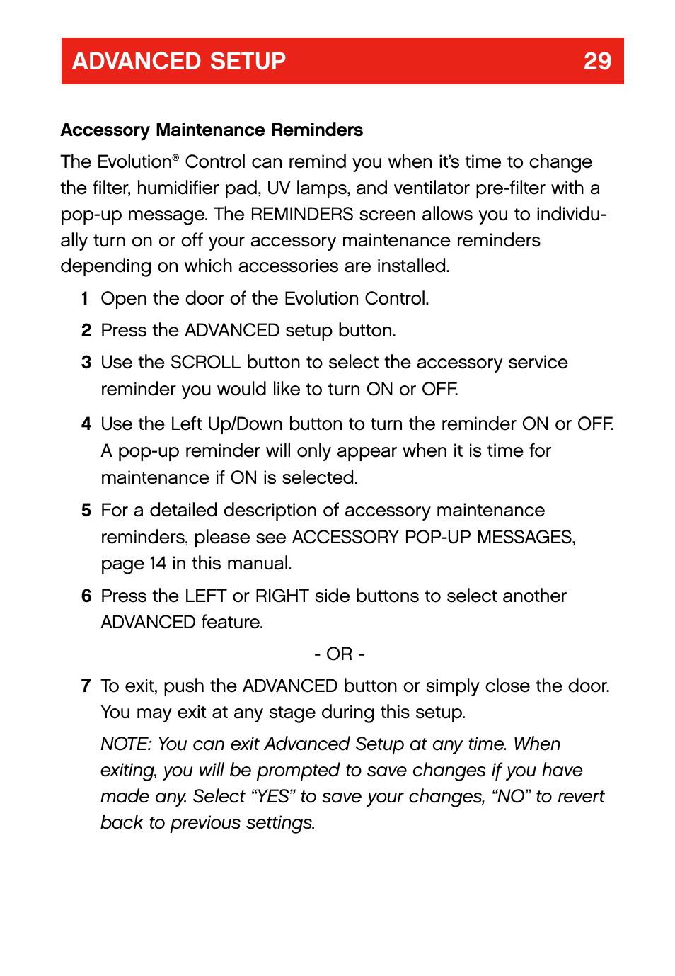 Advanced setup 29 | Bryant evolution  thermostat User Manual | Page 33 / 44