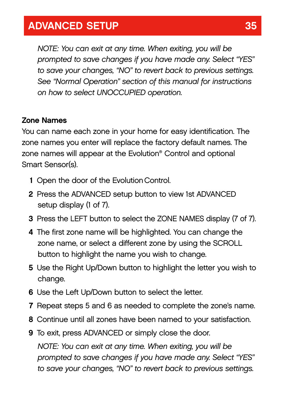Advanced setup 35 | Bryant evolution  thermostat User Manual | Page 39 / 44