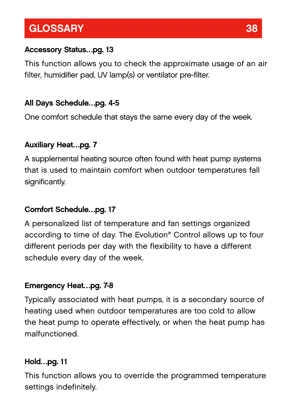 Glossary 38 | Bryant evolution  thermostat User Manual | Page 42 / 44