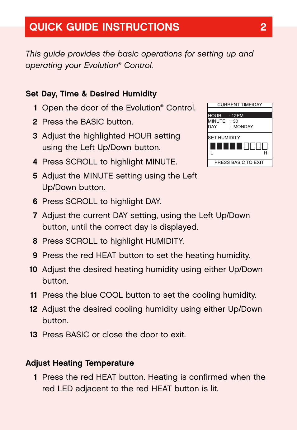 Quick guide instructions 2 | Bryant evolution  thermostat User Manual | Page 6 / 44