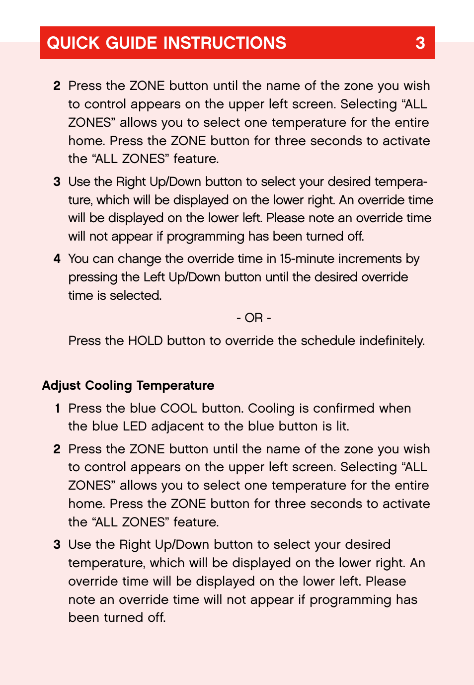Quick guide instructions 3 | Bryant evolution  thermostat User Manual | Page 7 / 44