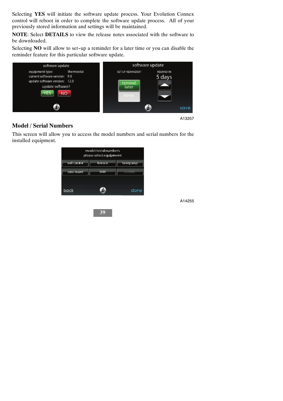 Model / serial numbers | Bryant evolution thermostat SYSTXBBECW01-A User Manual | Page 45 / 68