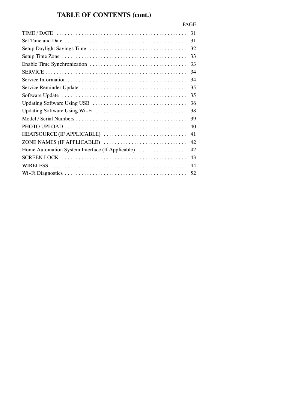 Table of contents (cont.) | Bryant evolution thermostat SYSTXBBECW01-A User Manual | Page 5 / 68