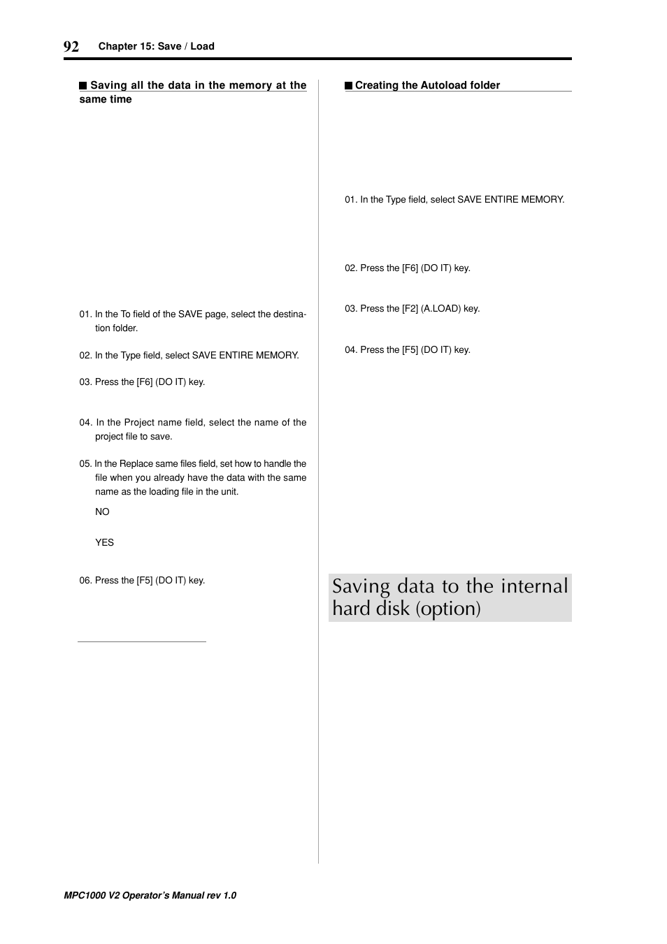 Saving data to the internal hard disk (option) | Akai MPC 1000 User Manual | Page 102 / 120