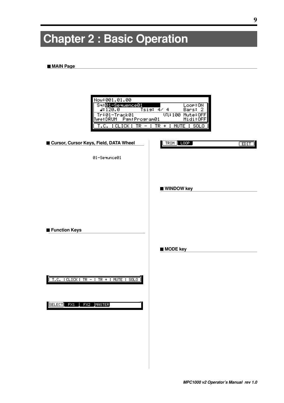 Chapter 2 : basic operation | Akai MPC 1000 User Manual | Page 19 / 120
