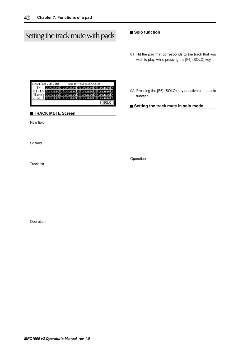 Setting the track mute with pads | Akai MPC 1000 User Manual | Page 52 / 120