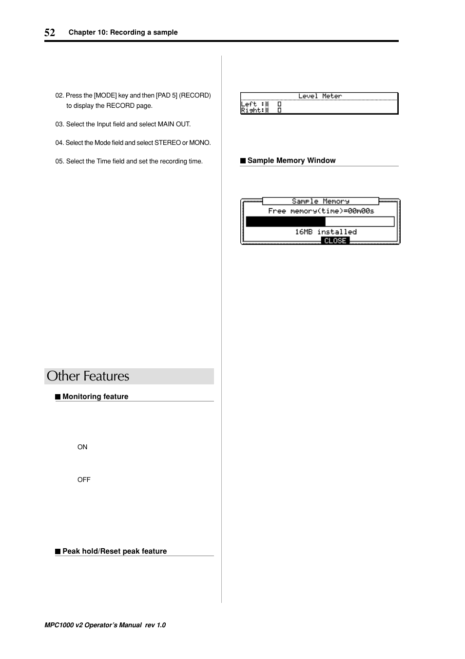 Other features | Akai MPC 1000 User Manual | Page 62 / 120