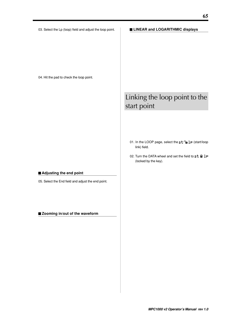 Linking the loop point to the start point | Akai MPC 1000 User Manual | Page 75 / 120