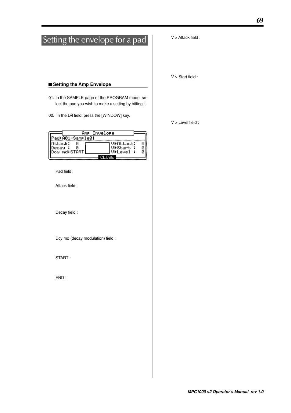 Setting the envelope for a pad | Akai MPC 1000 User Manual | Page 79 / 120