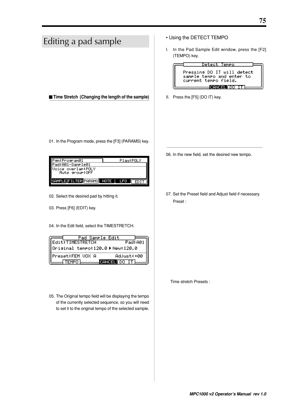 Editing a pad sample | Akai MPC 1000 User Manual | Page 85 / 120