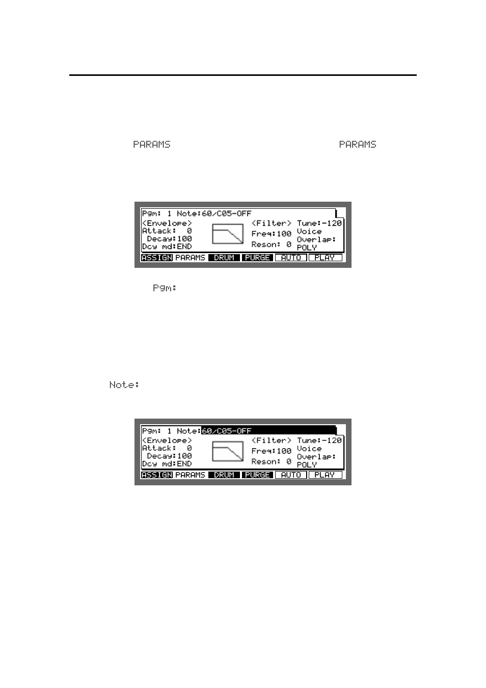 Editing note parameters, Selecting programs, Selecting notes | Akai MPC 2000xl User Manual | Page 132 / 208