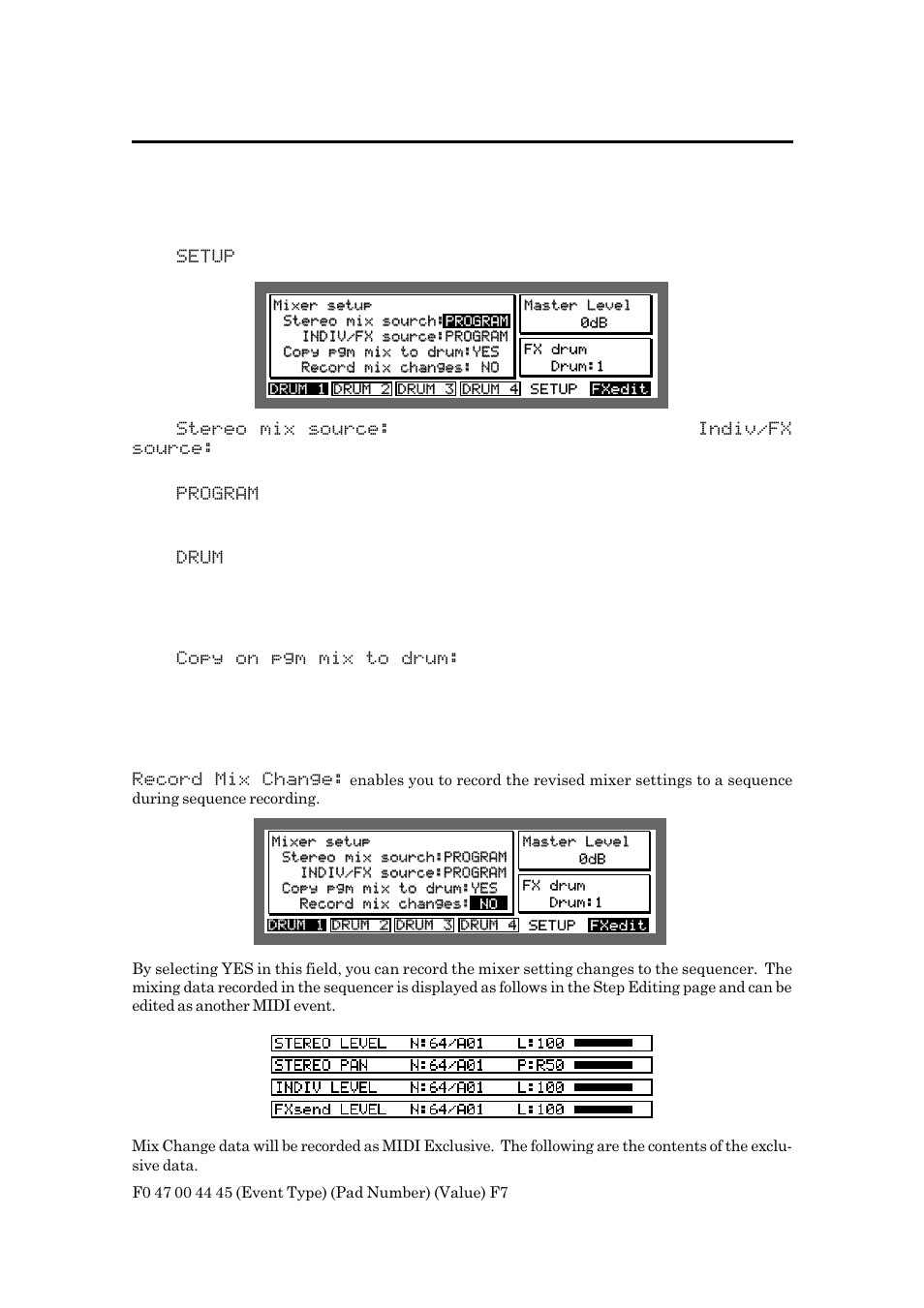 Setting up the mixer, Recording a mixer setting to a sequence | Akai MPC 2000xl User Manual | Page 146 / 208