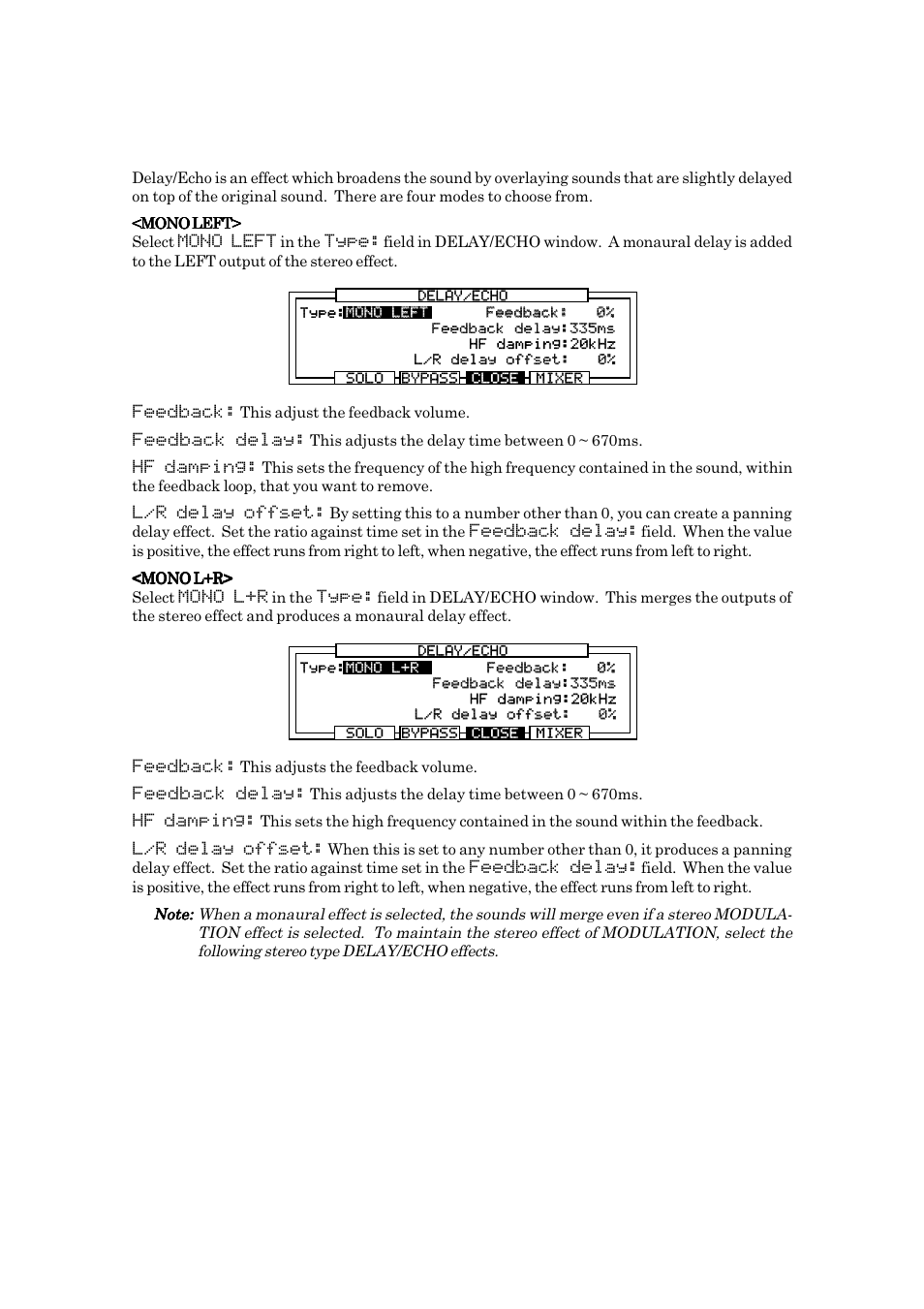 Delay/echo | Akai MPC 2000xl User Manual | Page 158 / 208