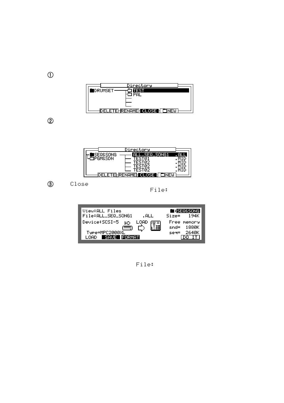 Selecting folders/files | Akai MPC 2000xl User Manual | Page 173 / 208